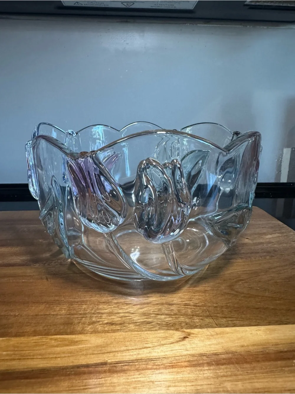 Mikasa Clear Glass Tulip Accent Bowl with Pink Highlights